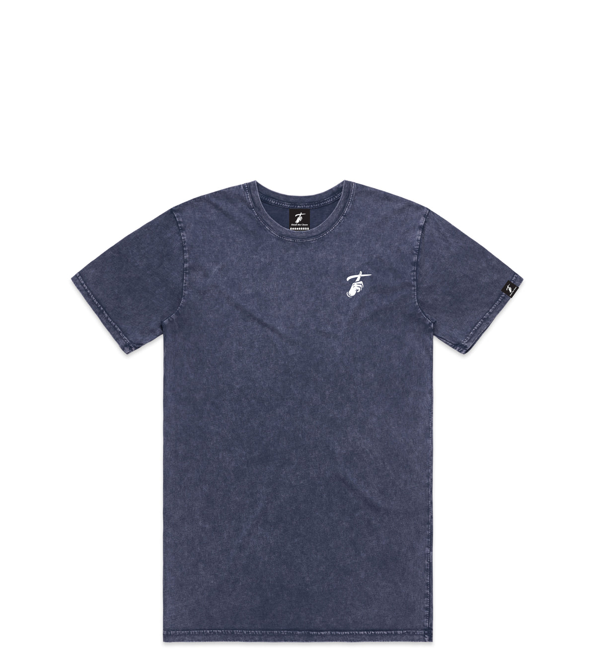 Blue Stone Wash T-Shirt with Bold Graphic