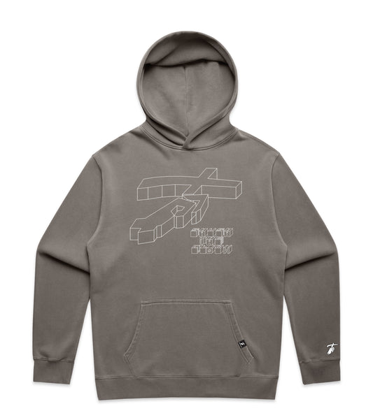 Faded Grey Hoodie with Bold Graphic