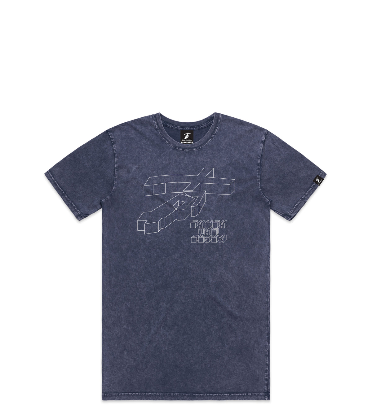 Blue Stone Wash T-Shirt with Bold Graphic