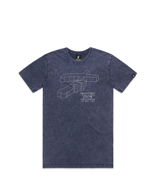 Blue Stone Wash T-Shirt with Bold Graphic