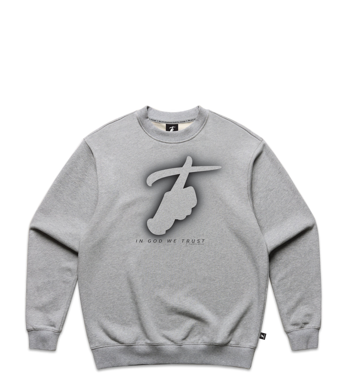 Grey Marle Crew with Bold Graphic