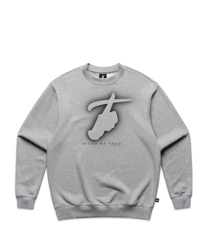 Grey Marle Crew with Bold Graphic