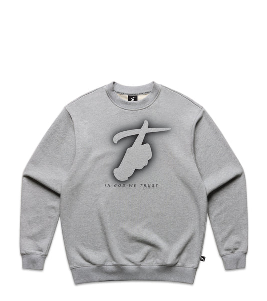 Grey Marle Crew with Bold Graphic