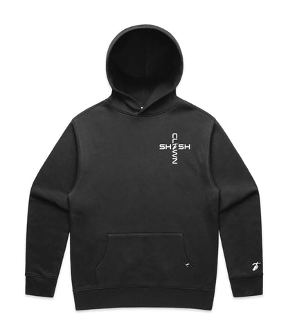 Faded Black Hoodie with Bold Graphic