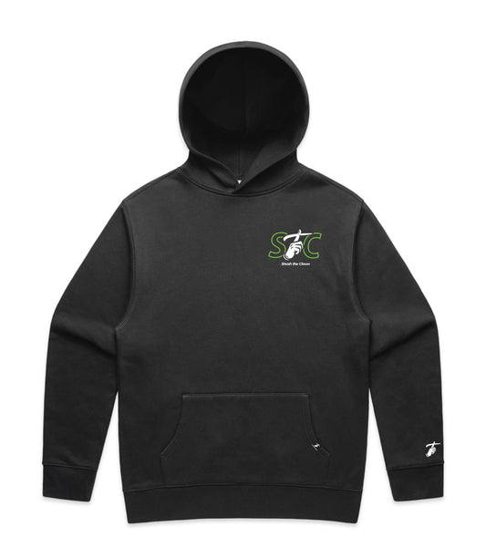 Faded Black Hoodie with Bold Graphic