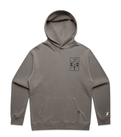 Faded Grey Hoodie with Bold Graphic