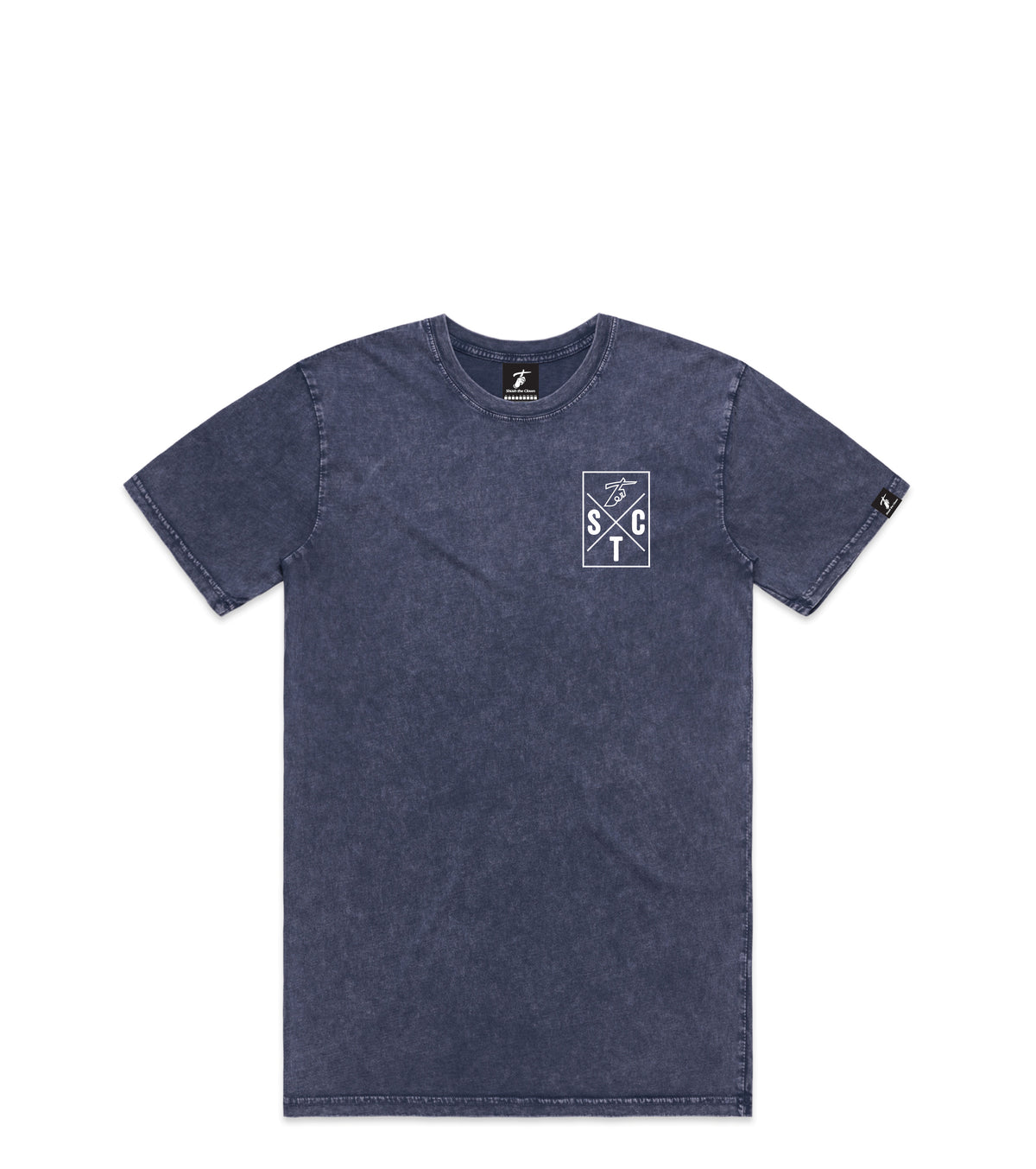 Blue Stone Wash T-Shirt with Bold Graphic