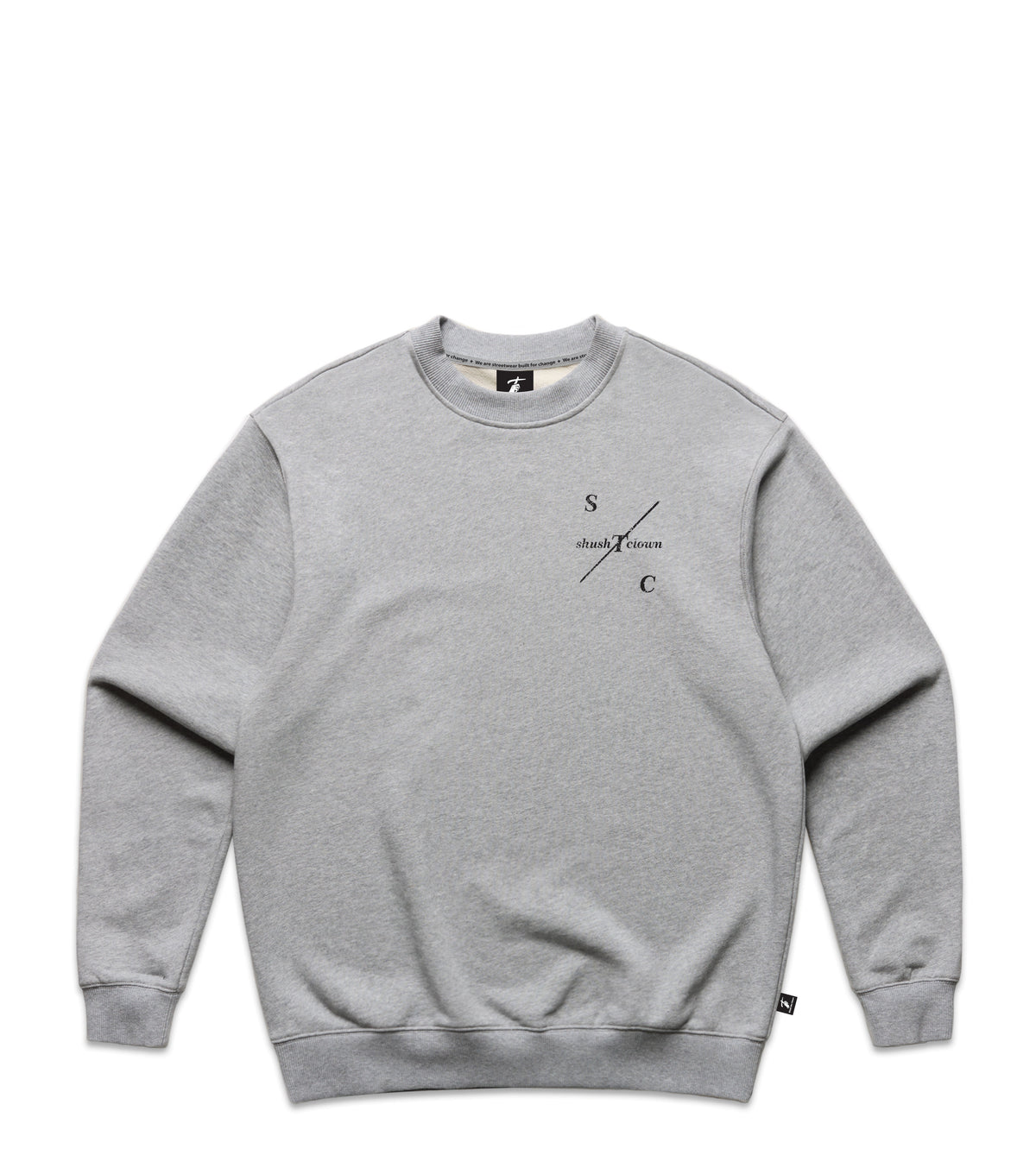 Grey Marle Crew with Bold Graphic
