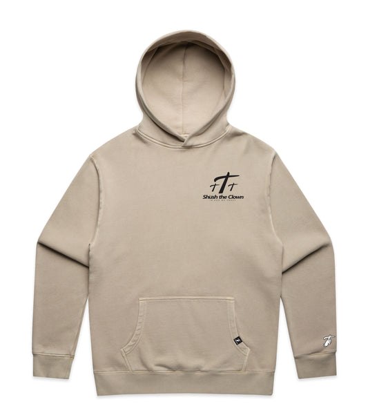 Faded Taupe Hoodie with Bold Graphic