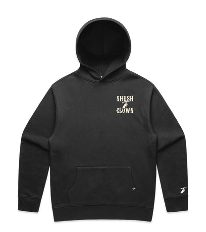 Faded Black Hoodie with Bold Graphic