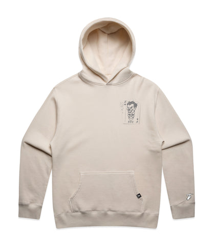 Faded Ecru Hoodie with Bold Graphic